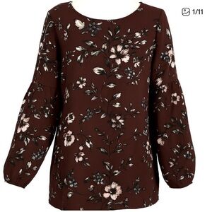 Apt 9 Maroon Floral Blouse